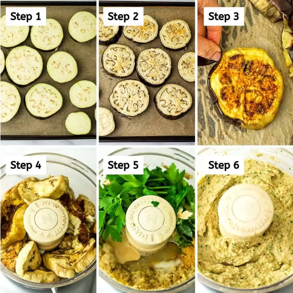 Steps on how to make mediterranean eggplant dip.
