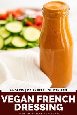 Large bottle filled with homemade French dressing.