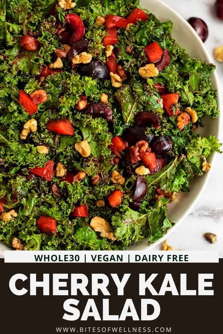 The Best Kale Cherry Salad with Easy Cherry Dressing | Bites of Wellness