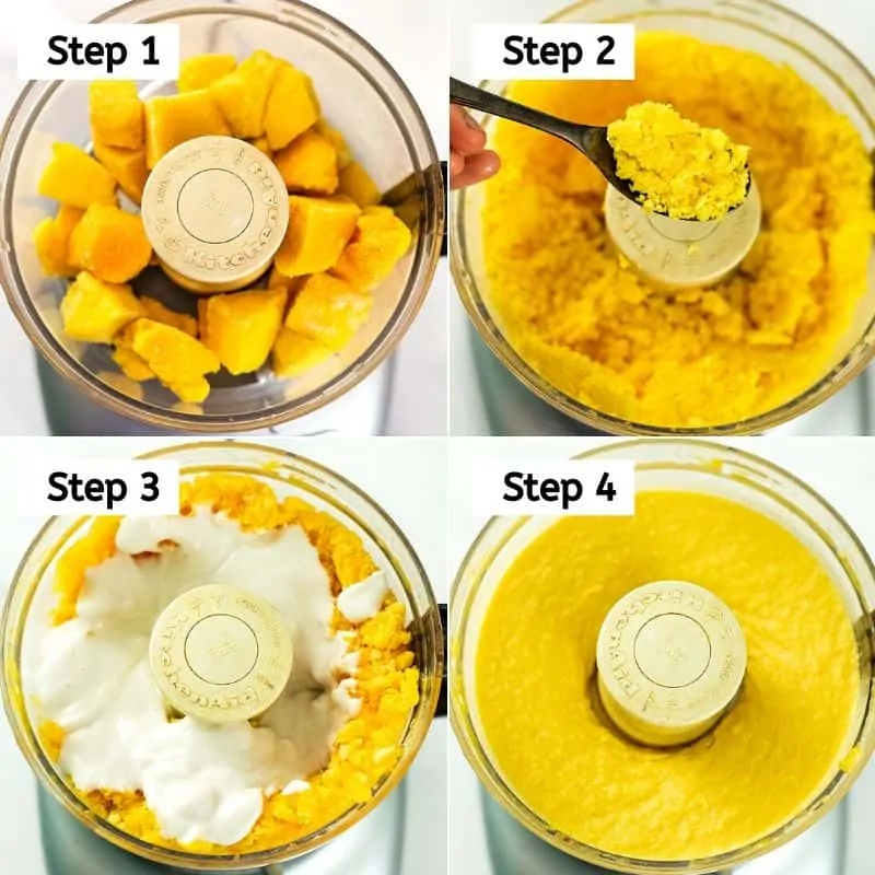Steps on how to make mango frozen yogurt.