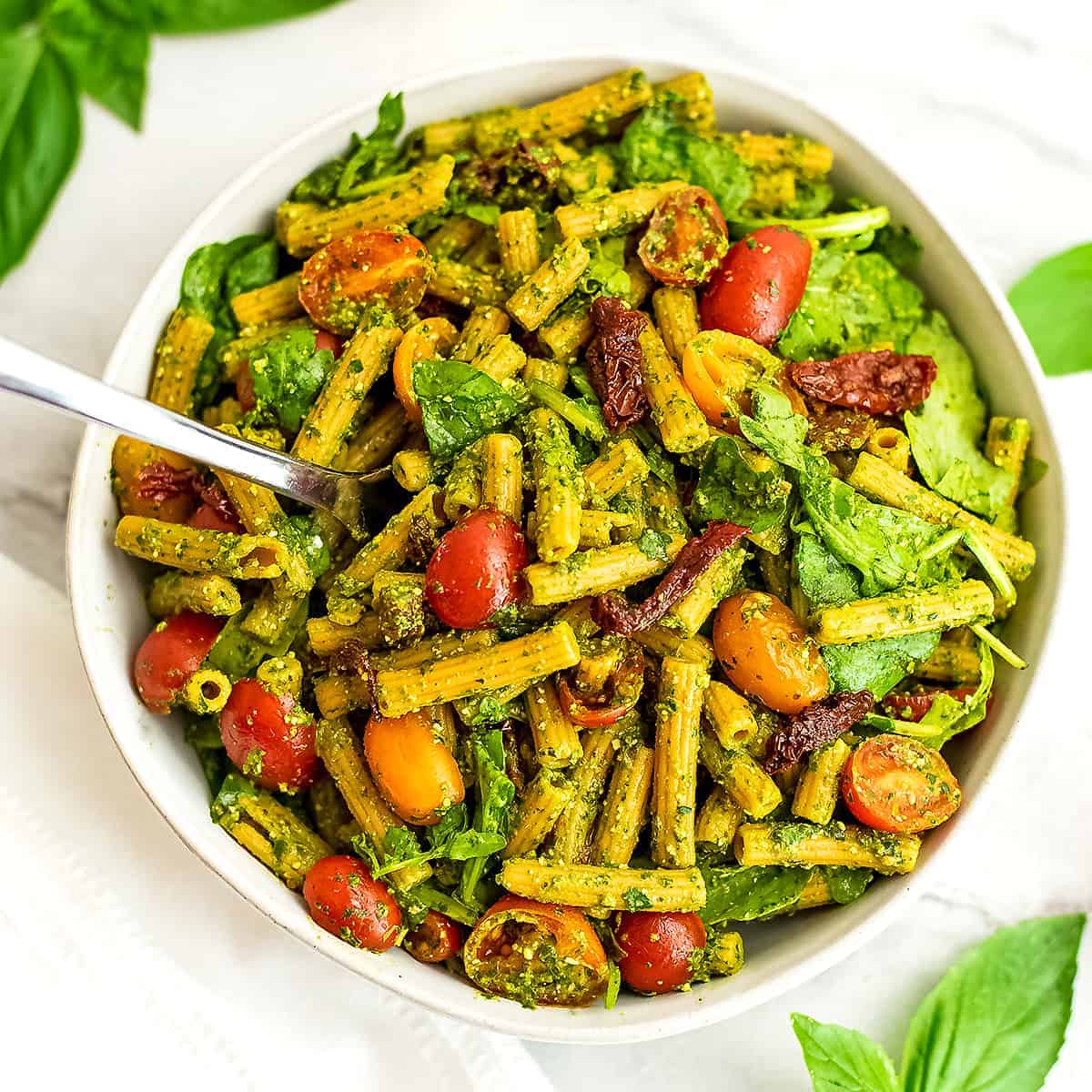 Pesto Pasta Salad With Sun Dried Tomatoes | Bites of Wellness