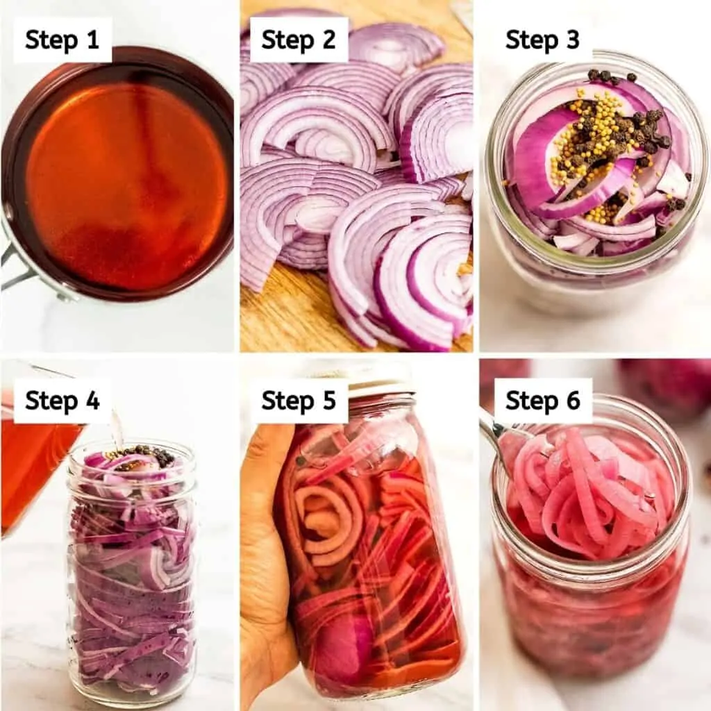 Steps on how to make homemade pickled onions.