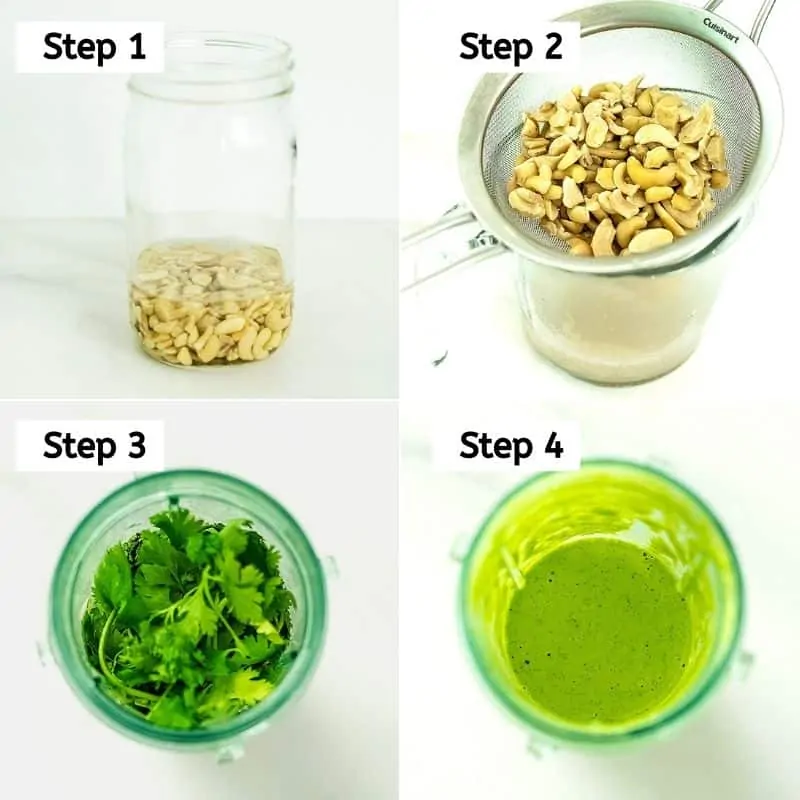 Steps to make creamy cilantro lime dressing.