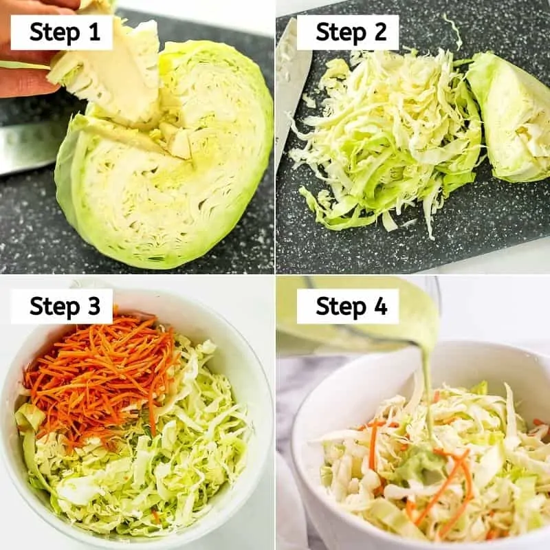 Steps to make cilantro lime coleslaw.