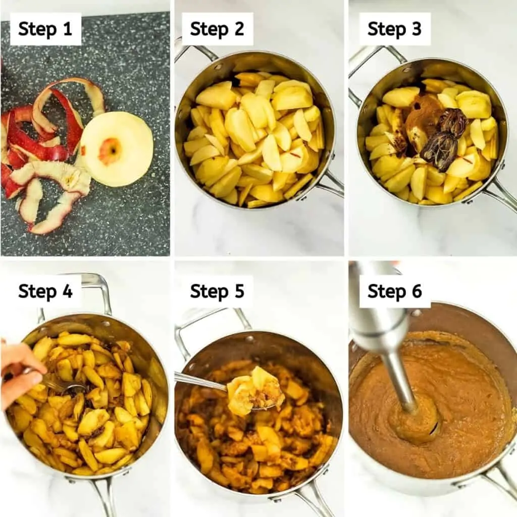 Steps to making homemade apple butter.