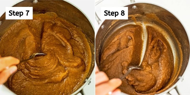 Last steps to making apple butter with no sugar.