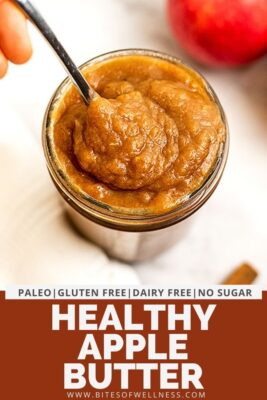 Spoon in a jar of paleo apple butter.