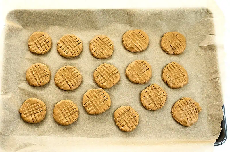 Peanut butter protein powder cookies before baking.