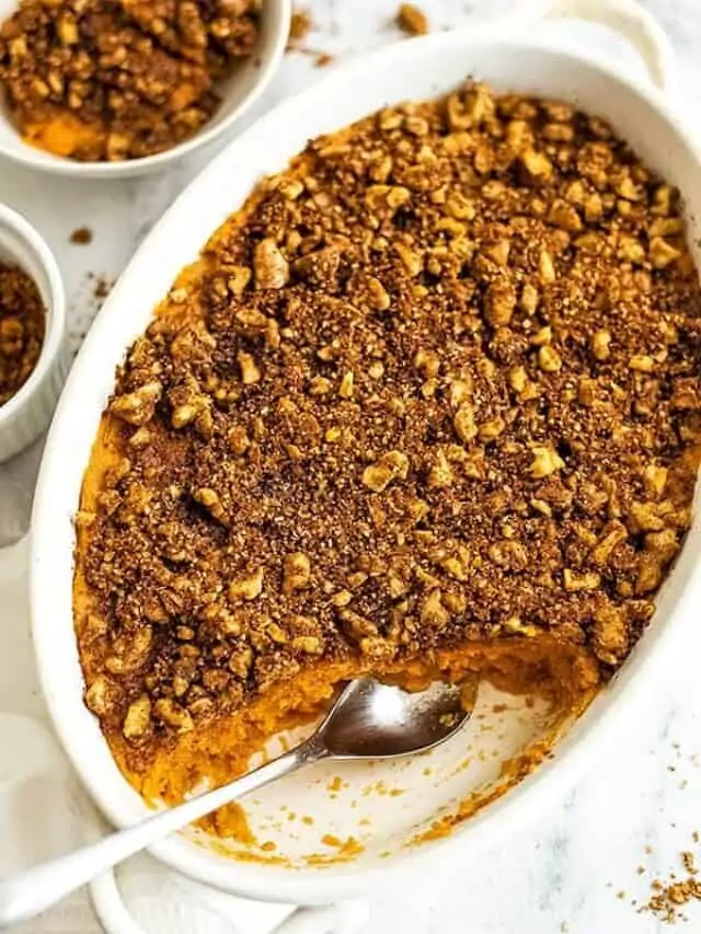 How to make sweet potato casserole with pecan topping