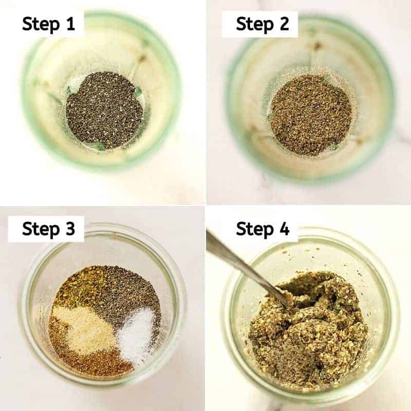 Steps 1-4 of hemp almond flax crackers.