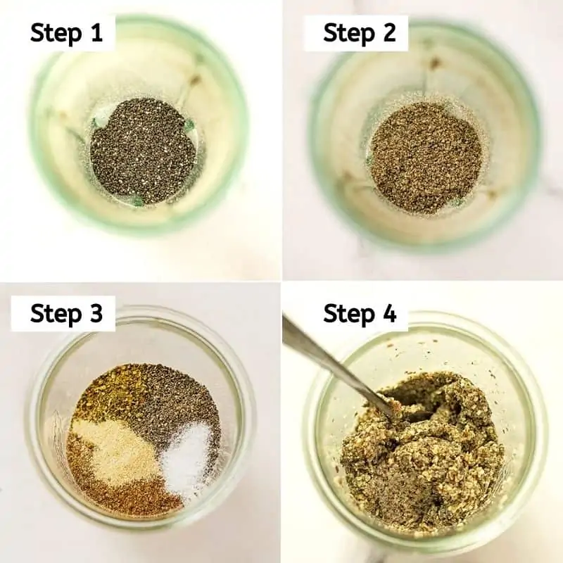Steps 1-4 of hemp almond flax crackers.