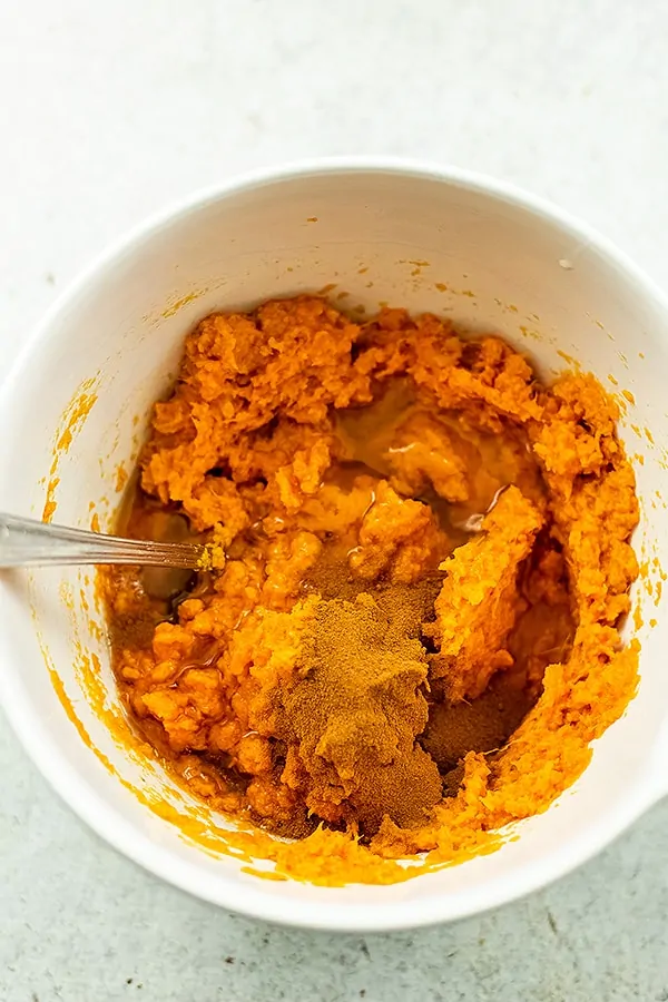 Sweet potato filling before being mixed.