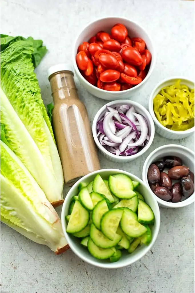 Ingredients for greek salad.