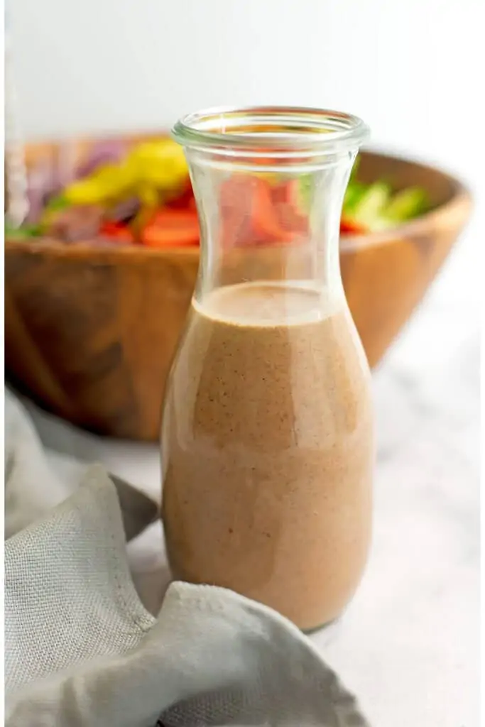 Kalamata olive dressing in a bowl.