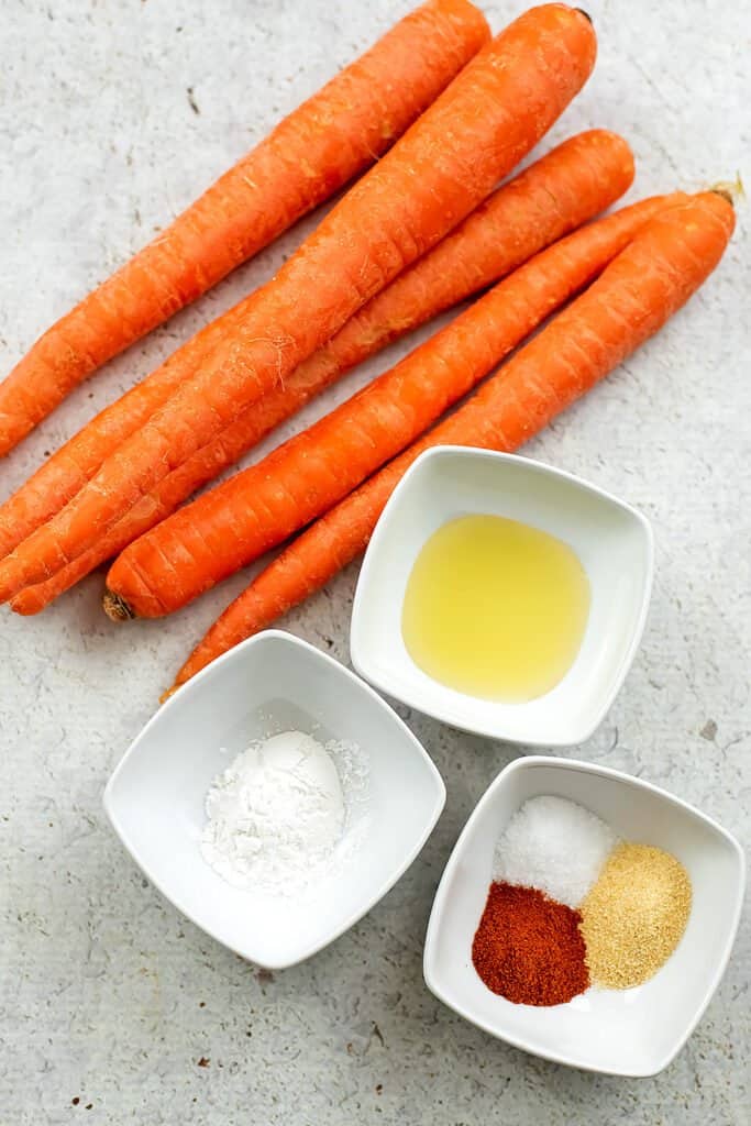 Ingredients to make air fryer carrot fries.