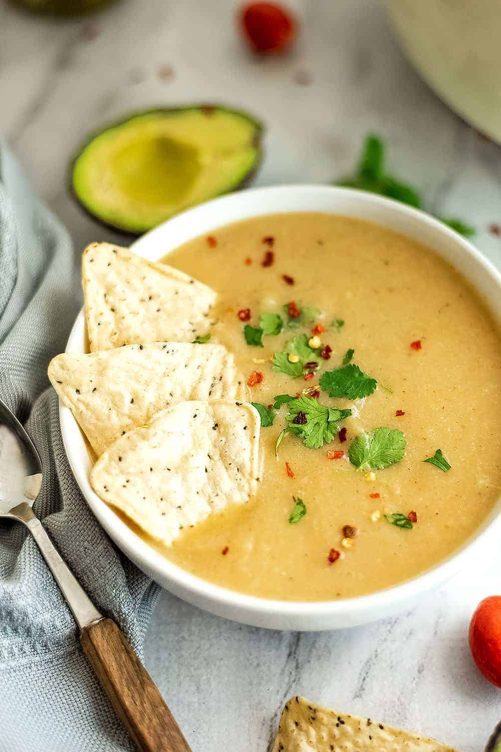 Mexican Cauliflower White Bean Soup (7 Ingredients) | Bites of Wellness