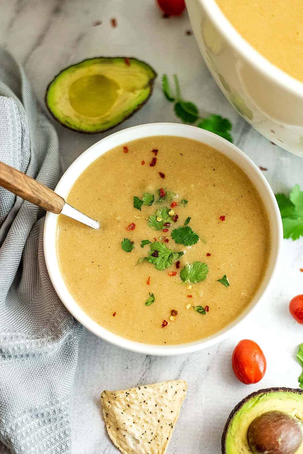 Mexican Cauliflower White Bean Soup (7 Ingredients) | Bites of Wellness