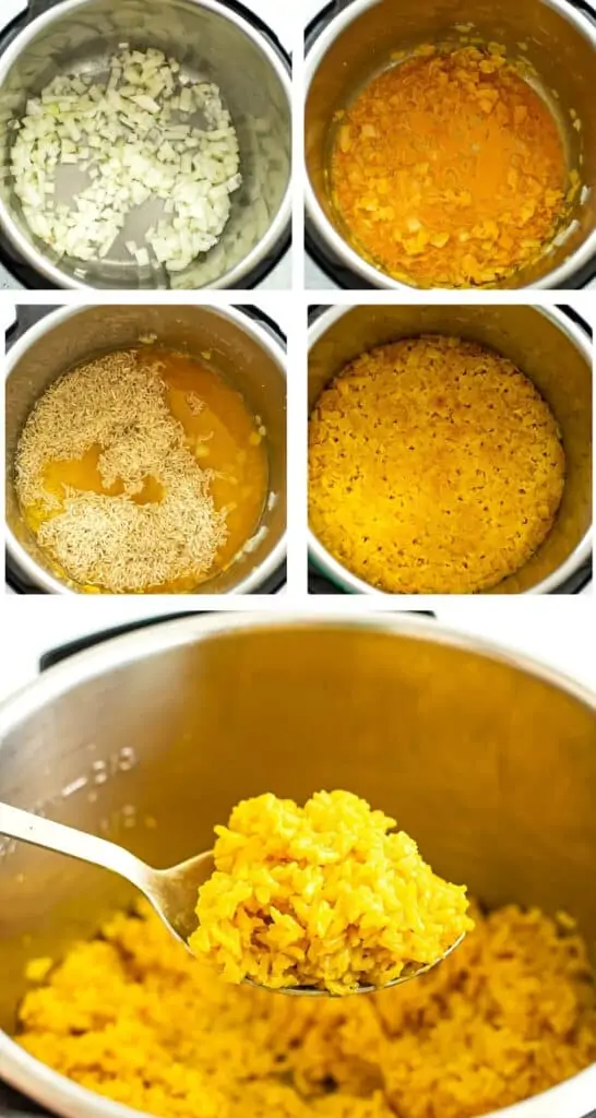 Steps to make turmeric lemon jasmine rice.