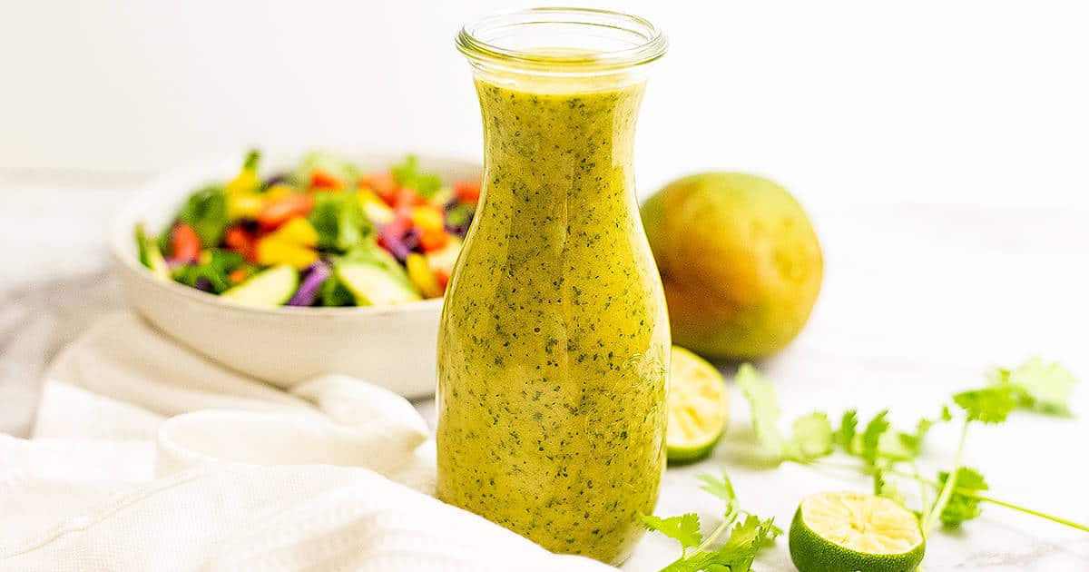 Mango Cilantro Salad Dressing (Gluten Free, Made in a Blender)