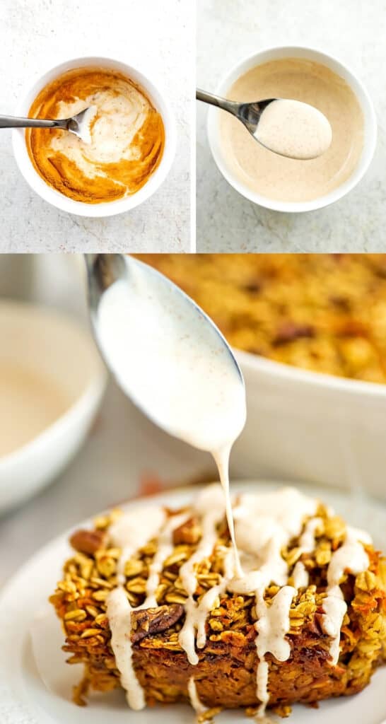 Steps to making the greek yogurt maple frosting.