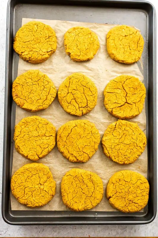 Sweet potato lentil patties after baking.