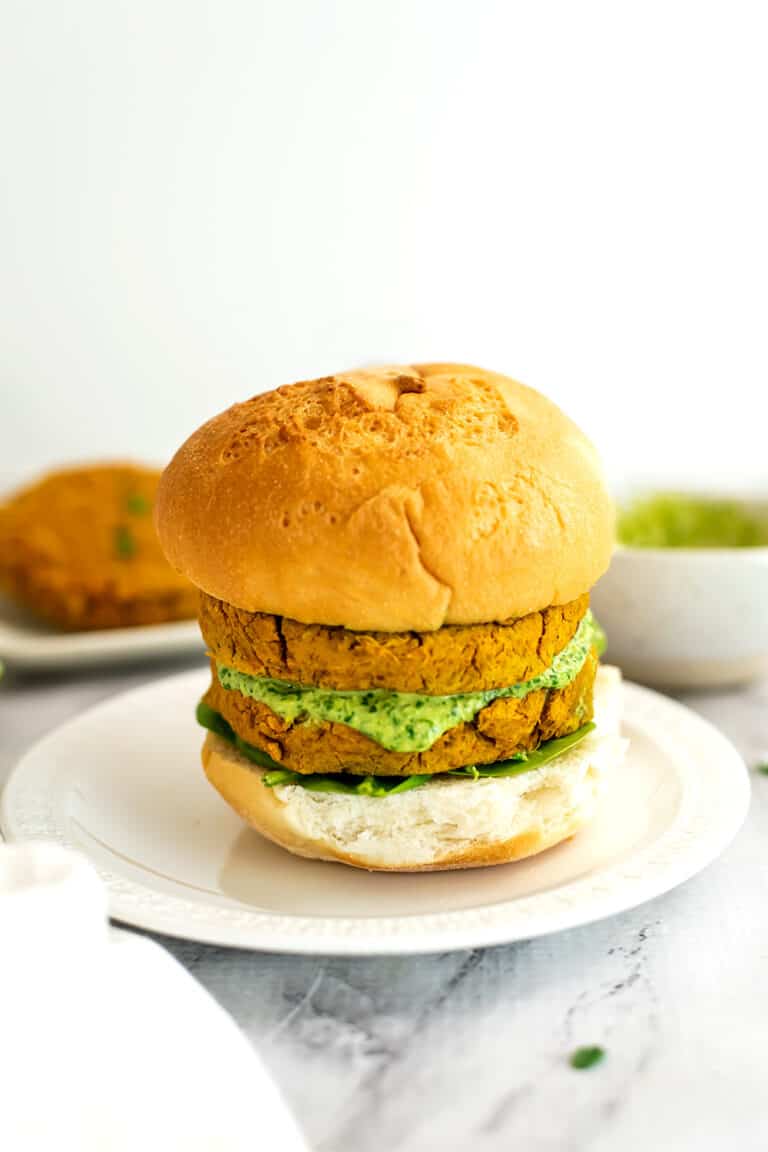 Sweet Potato Lentil Patties with Creamy Tahini Cilantro Sauce Bites