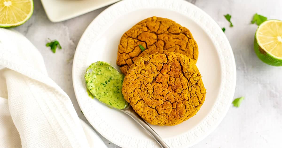 Sweet Potato Lentil Patties with Creamy Tahini Cilantro Sauce Bites