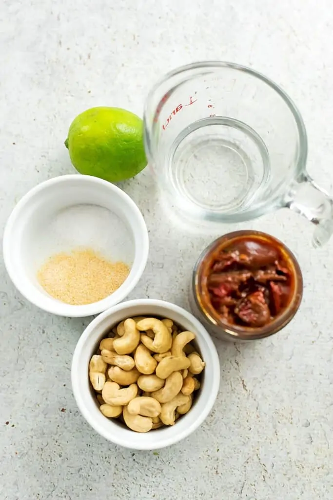 Ingredients to make vegan chipotle mayo.