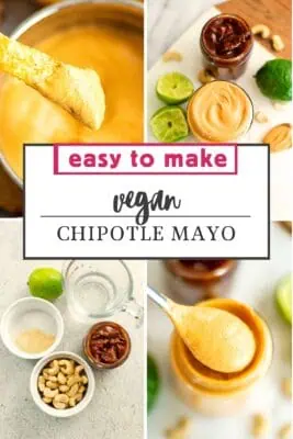 Fry being dipped in vegan chipotle mayo.