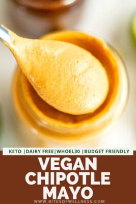 Spoonful of vegan chipotle mayonnaise.