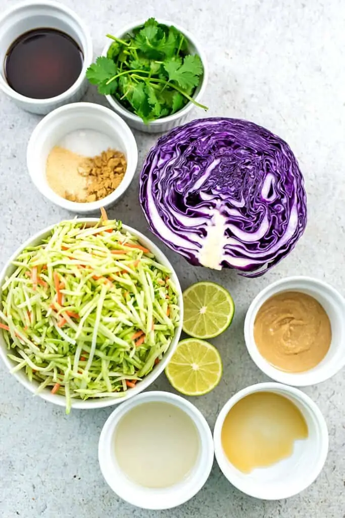 Ingredients for asian broccoli slaw.