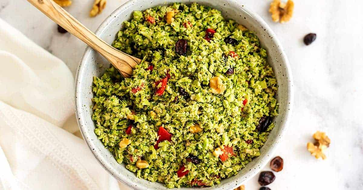 Riced Broccoli Salad With Cranberry And Walnuts Bites Of Wellness