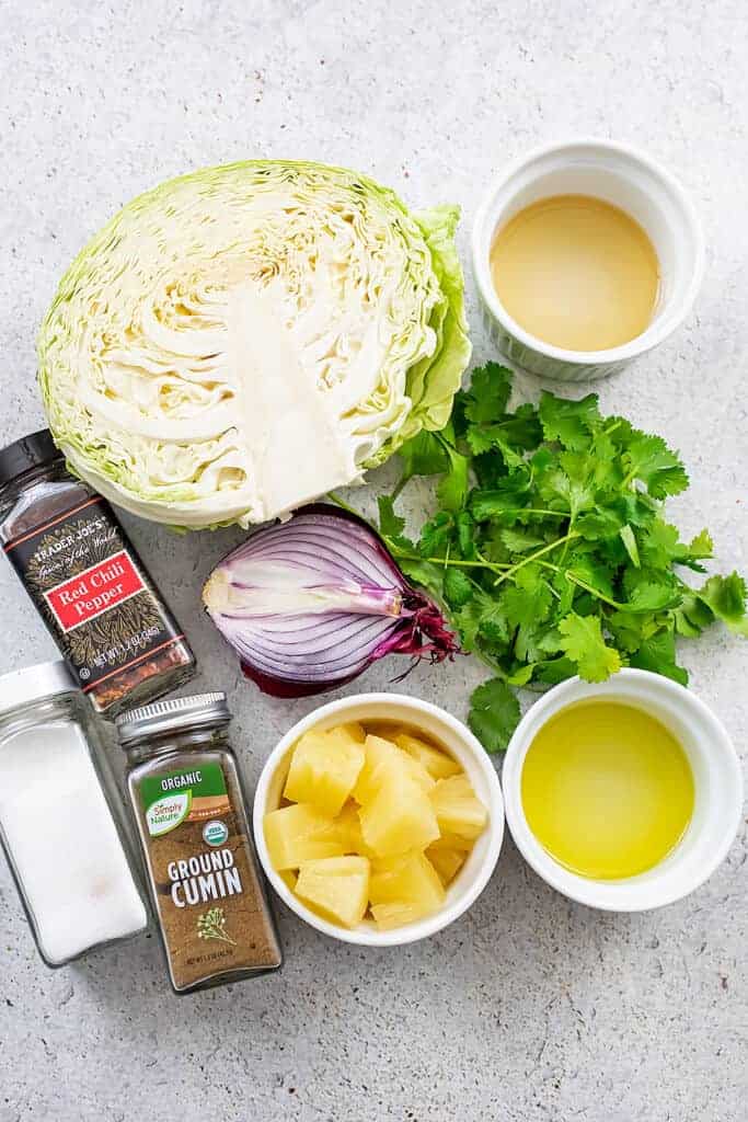 Ingredients to make pineapple coleslaw