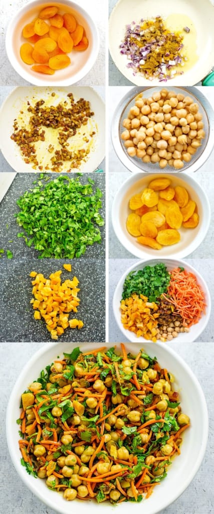 Directions on how to make apricot chickpea curry.