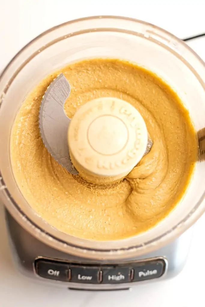 Cashew coconut butter in a food processor.