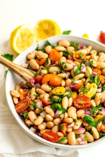 Greek White Bean Salad - Ready in 5 Minutes, One Bowl | Bites of Wellness