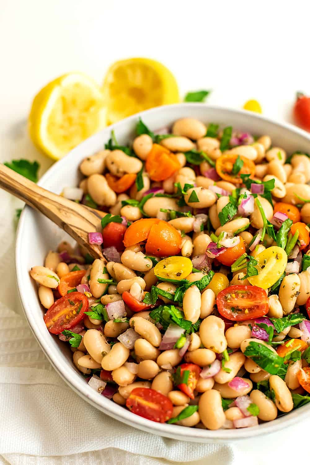 Greek White Bean Salad - Ready in 5 Minutes, One Bowl | Bites of Wellness