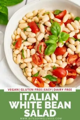 Bowl filled with italian white bean salad.