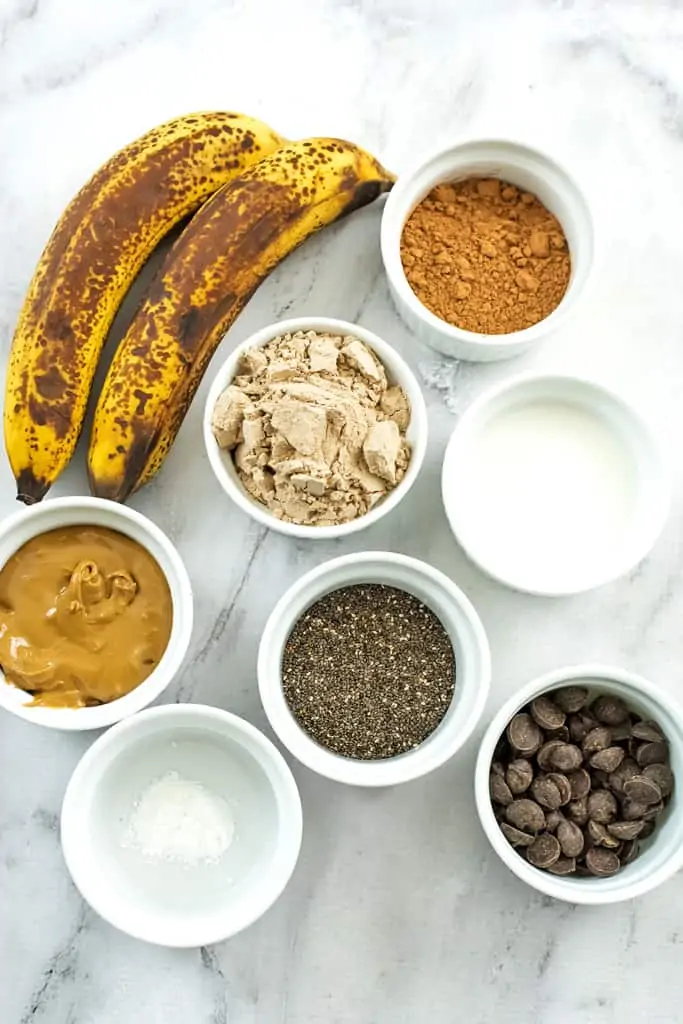 Ingredients to make protein brownie bites.