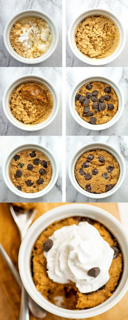 Steps on how to make vegan protein mug cake.