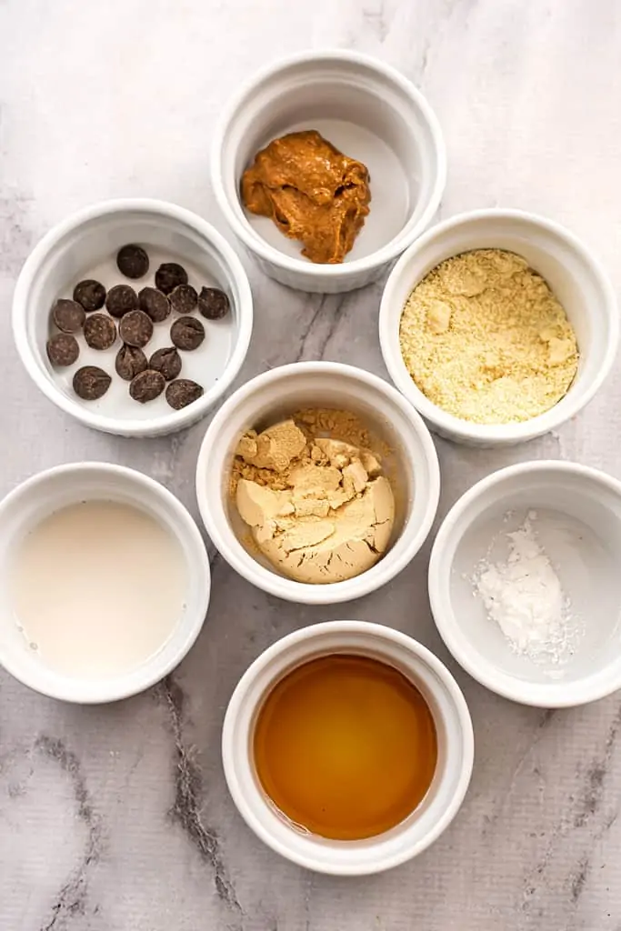 Ingredients to make vegan protein mug cake.