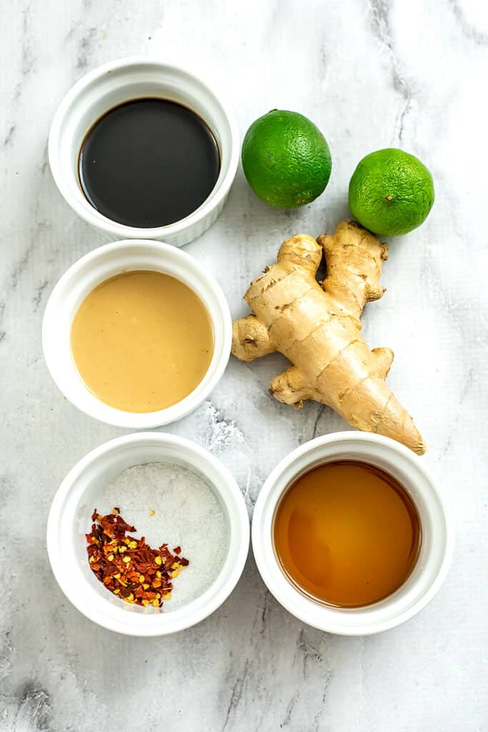 Ingredients for Asian tahini dressing.