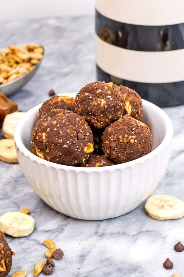 Chocolate Banana Protein Balls - No Bake Energy Bites | Bites of Wellness