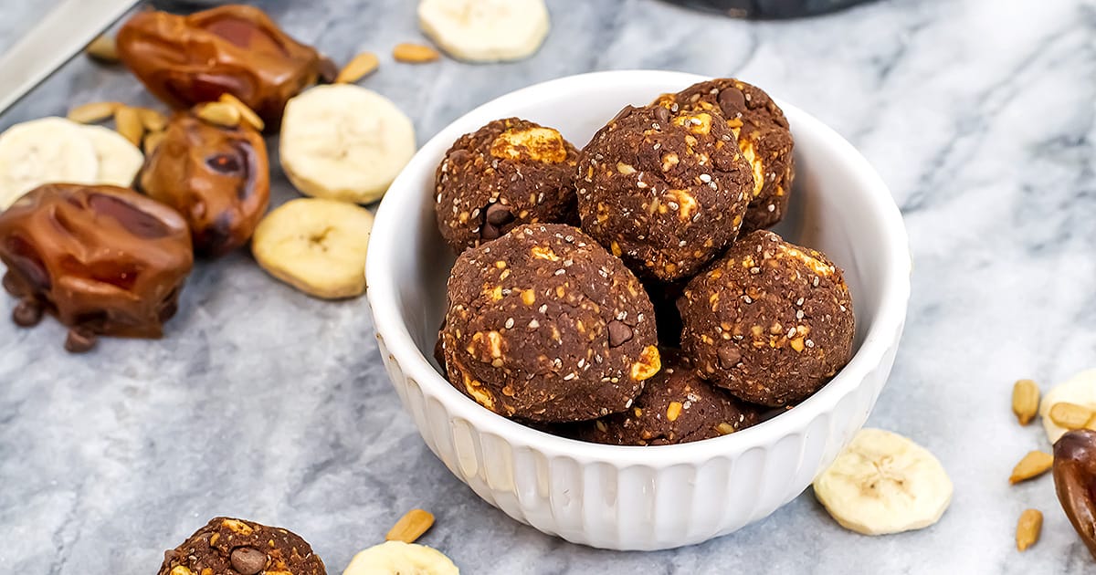 Chocolate Banana Protein Balls No Bake Energy Bites Bites of Wellness