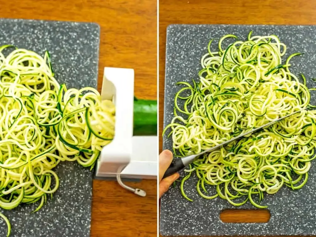 Steps to make zucchini noodles.