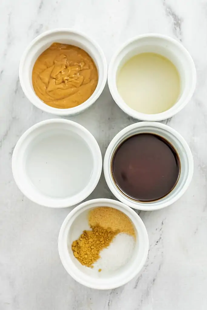 Ingredients to make peanut dressing.