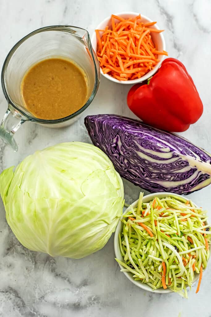 Ingredients for Whole30 Asian slaw.