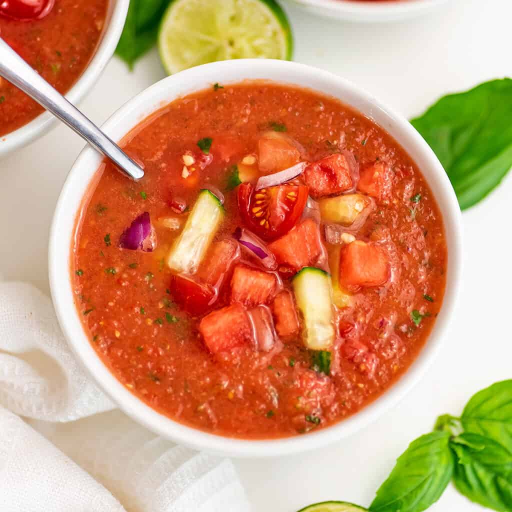 Easy Vegan Watermelon Gazpacho No Cooking Required Bites of Wellness