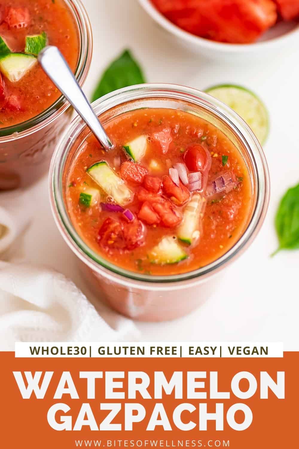 Easy Tomato Watermelon Gazpacho Recipe (chilled) Bites of Wellness