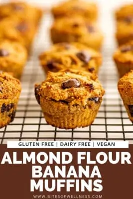 Almond flour banana muffins on a wire cooling rack.